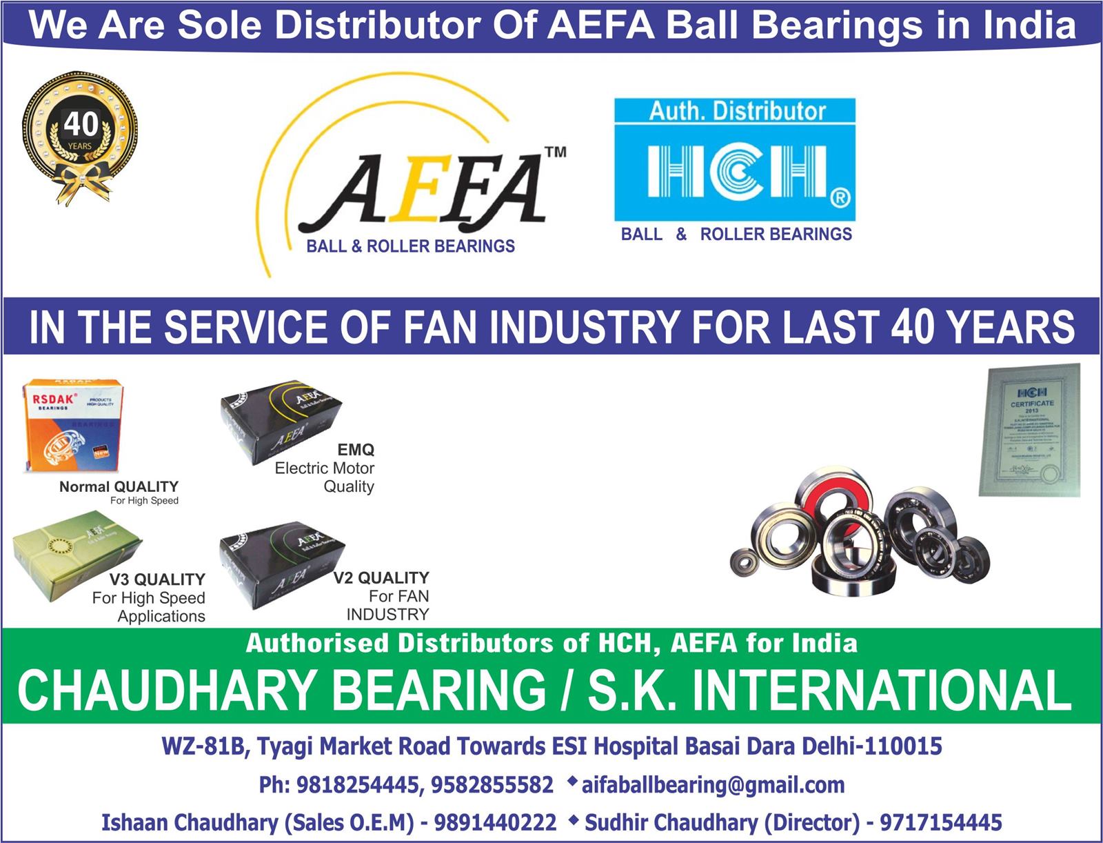 CHAUDHARY BEARING / TANISH INTERNATIONAL (Bearing in Basai Darapur Moti Nagar 